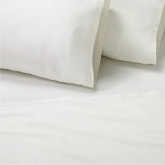 Hearth & Hand Linen Blend Hemstitch Sheet Set Sour Cream (Queen) - Picture 1 of 5
